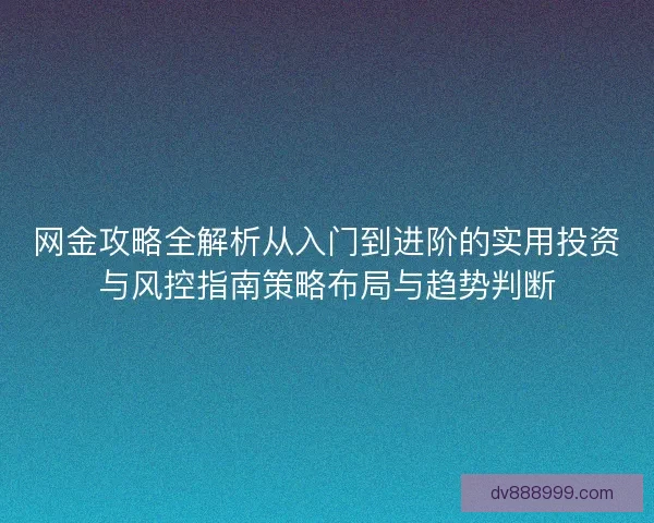 网金攻略全解析从入门到进阶的实用投资与风控指南策略布局与趋势判断
